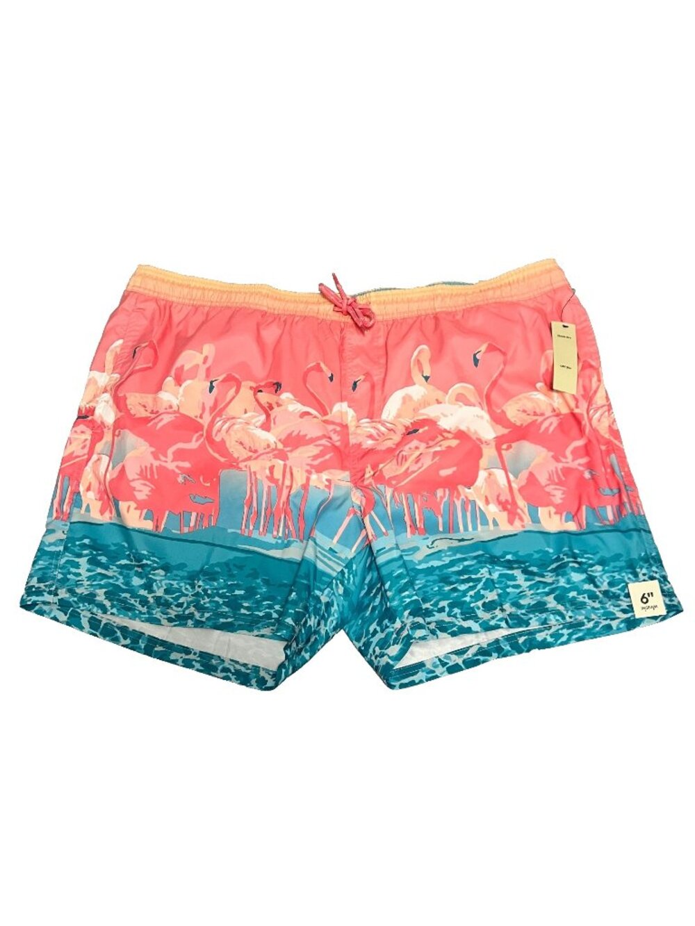 No Boundaries Men’s Flamingo Swim Trunks Size 3XL 48-50 Pink Blue 6” Inseam NWT